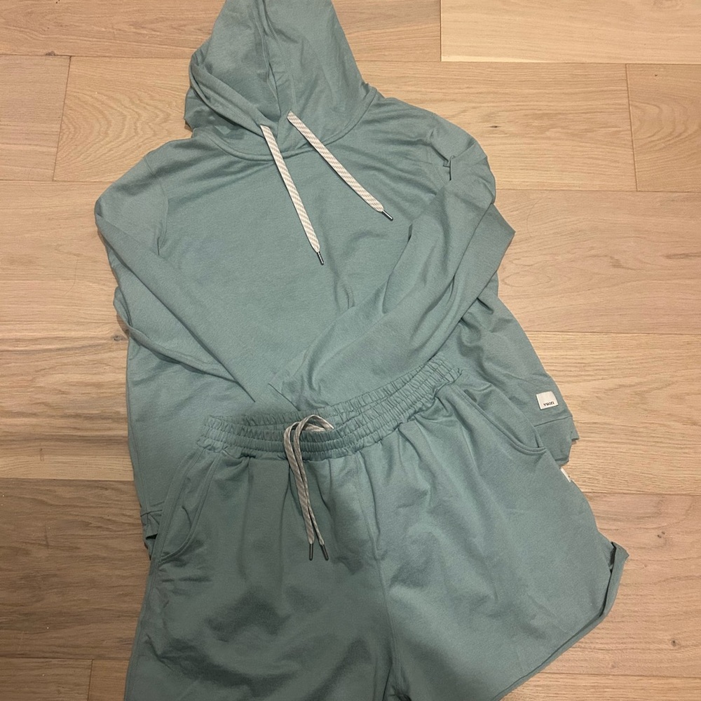 EUC Vuori Halo hoodie and boyfriend shorts set